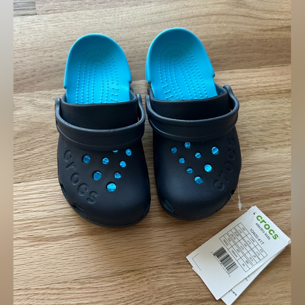 CROCS Kids' Black and Blue Sandals